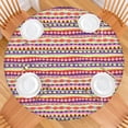 thumbnail image 2 of Pink Striped Geometric Pattern Round Fitted Tablecloth with Elastic Edge,Dining Table Cover Waterproof,Outdoor Round Tablecloth for Camping,Dining,Indoor and Outdoor, 2 of 7