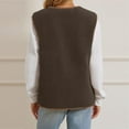thumbnail image 3 of Lovskoo Women's Fuzzy Sherpa Fleece Crop Vest Casual Solid Color Sleeveless Warm Jacket Button Up Fall Winter Outerwear Brown, 3 of 7