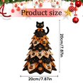 thumbnail image 3 of DIY Halloween Fabric Tree with Black Cat Topper, Orange & Black Tiered Patchwork Design, Spooky Kitten Tabletop Centerpiece for Home Office Decor, Cat Style, 1 Count, 3 of 8