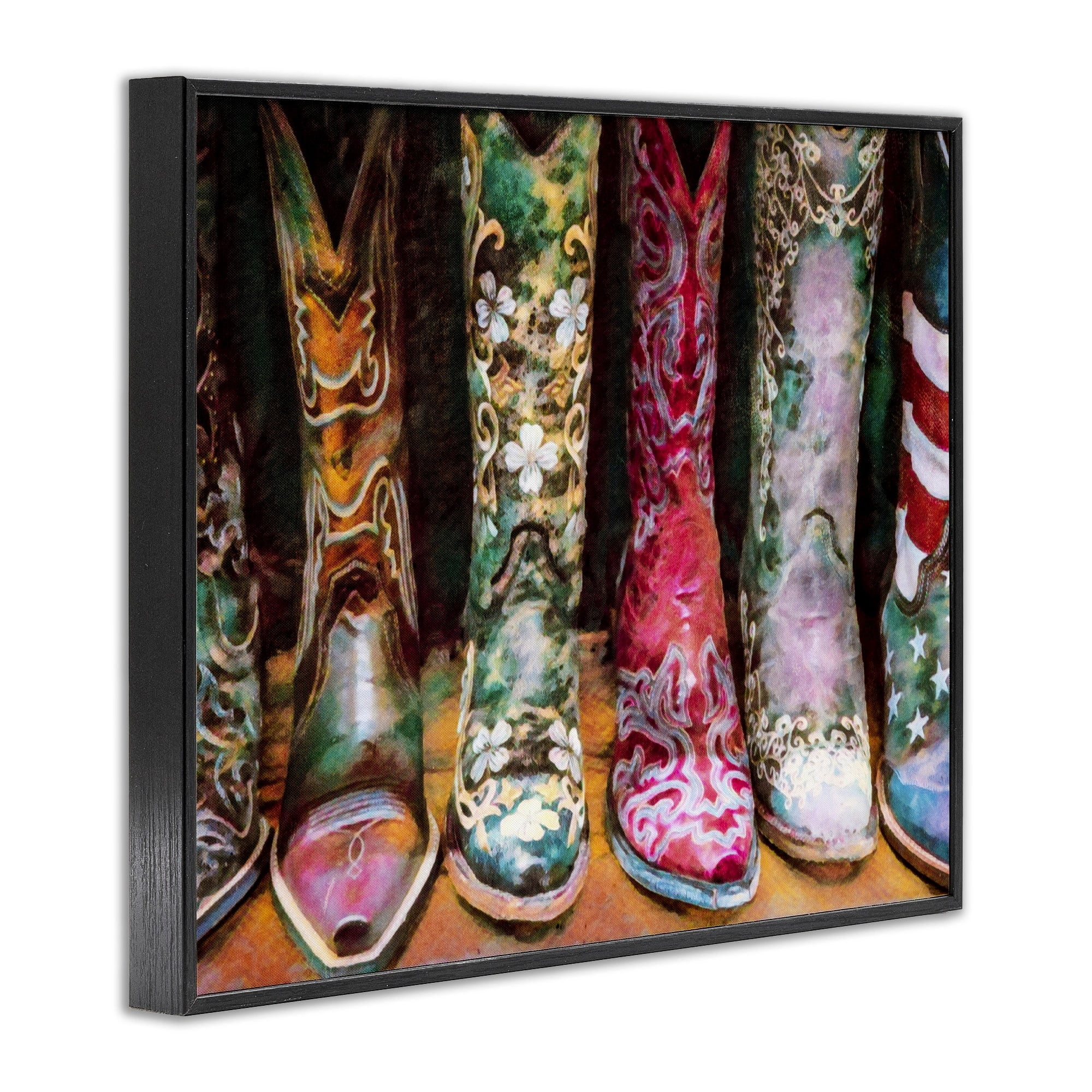 Stupell Industries Cowboy Boots Various Bold Designs Americana Apparel Painting Black Framed Art Print Wall Art, Design by Graffitee Studios