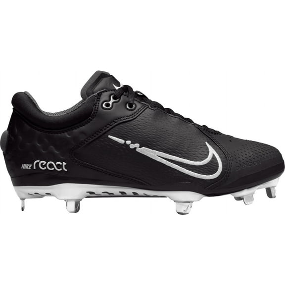 Nike Women's Hyperdiamond 4 Elite Metal Fastpitch Softball Cleats (Grey/Black, 7.5, Medium/B)