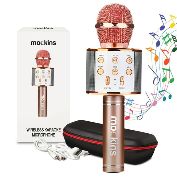 Portable Wireless Bluetooth Karaoke Microphone Holiday Gifts Rose Gold