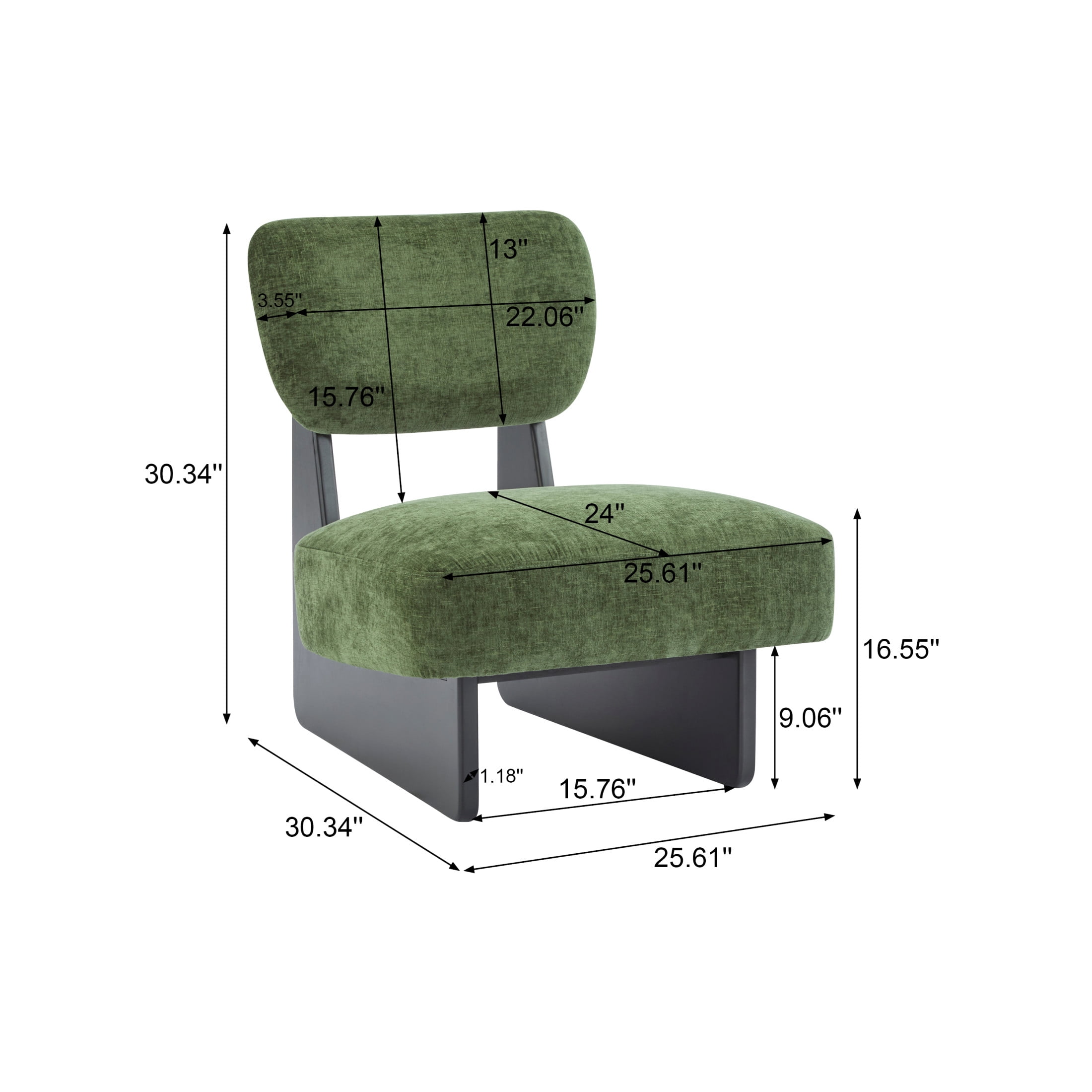 Christopher Knight Home Minimalist Upholstered Accent Chair Set of 2, Solid Wooden Base, Black+Green