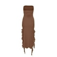 thumbnail image 7 of XUELUO Summer Dresses For Women Solid Color Off Shoulder Sleeveless A Line Slim Fashion Midi Bodycon Dress Activewear,Brown,L, 7 of 7