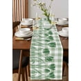 thumbnail image 4 of Green Flower Table Runner Cotton Linen 108 Inch Holiday Dresser Scarves, Elegant Plaid Floral Lattice Botanical Tablerunner for Kitchen Coffee Dining Bedroom Dinner Scarf Décor 13''x108'', 4 of 9