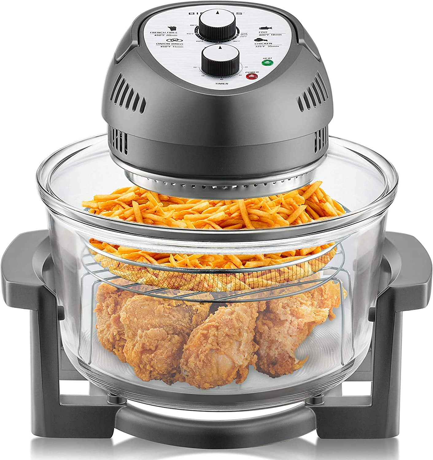Big Boss Oil-less Air Fryer, 16 Quart, 1300W, Easy Operation with 