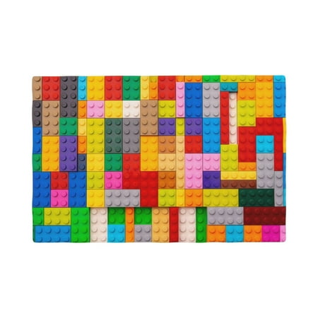 

Table Placemats Set of 4 - Colorful Plastic Blocks Pattern 12x18 In Faux Linen Double Heat Resistant Place Mats Cloth Indoor/Outdoor Placemats Washable Table Mats for Dining Kitchen Party