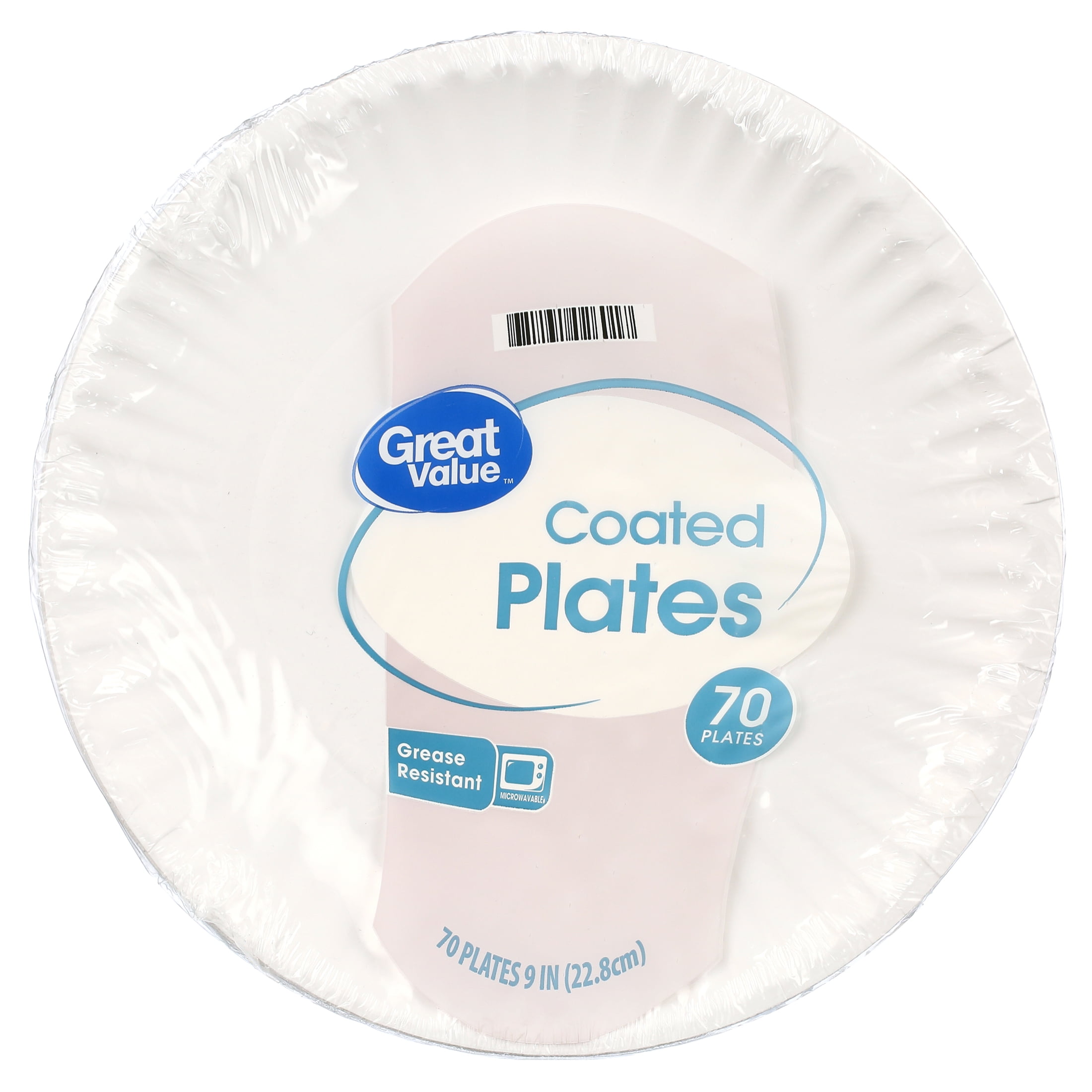 (8 pack) Great Value Coated Paper Plates, 9 Inch, White, 70 Count