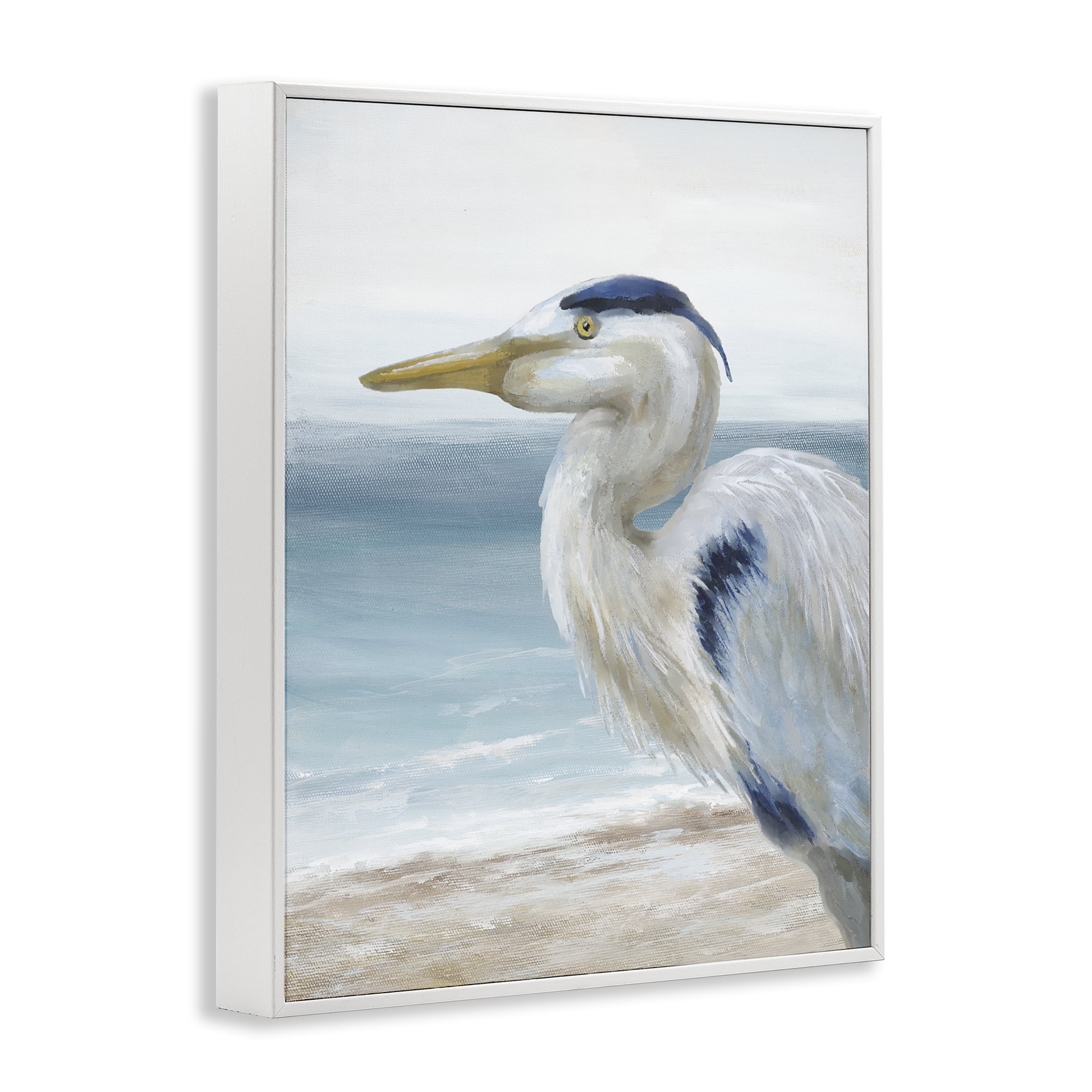 Stupell Industries Left Gazing Heron White Framed Giclee Art, design by Nan
