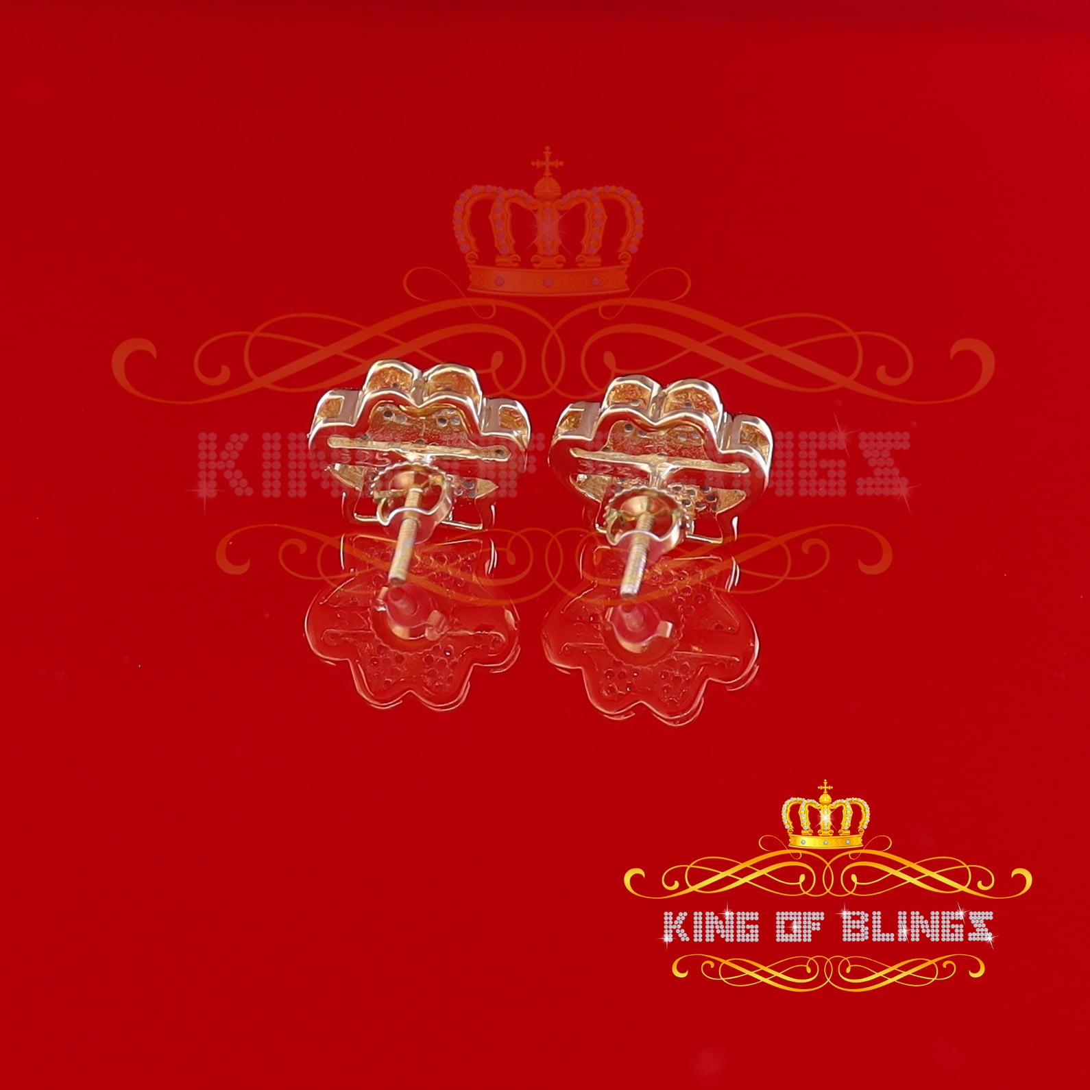 King of Bling's 925 Yellow 0.25ct Diamond Hip Hop Men's & Women's Stud Earring Sterling Silver