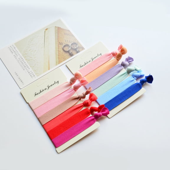 LOLIPPYY 50Pcs Knot Hair Tie Stretch Elastic Hair Ring Solid Color Ponytail Holder for Decoration Use