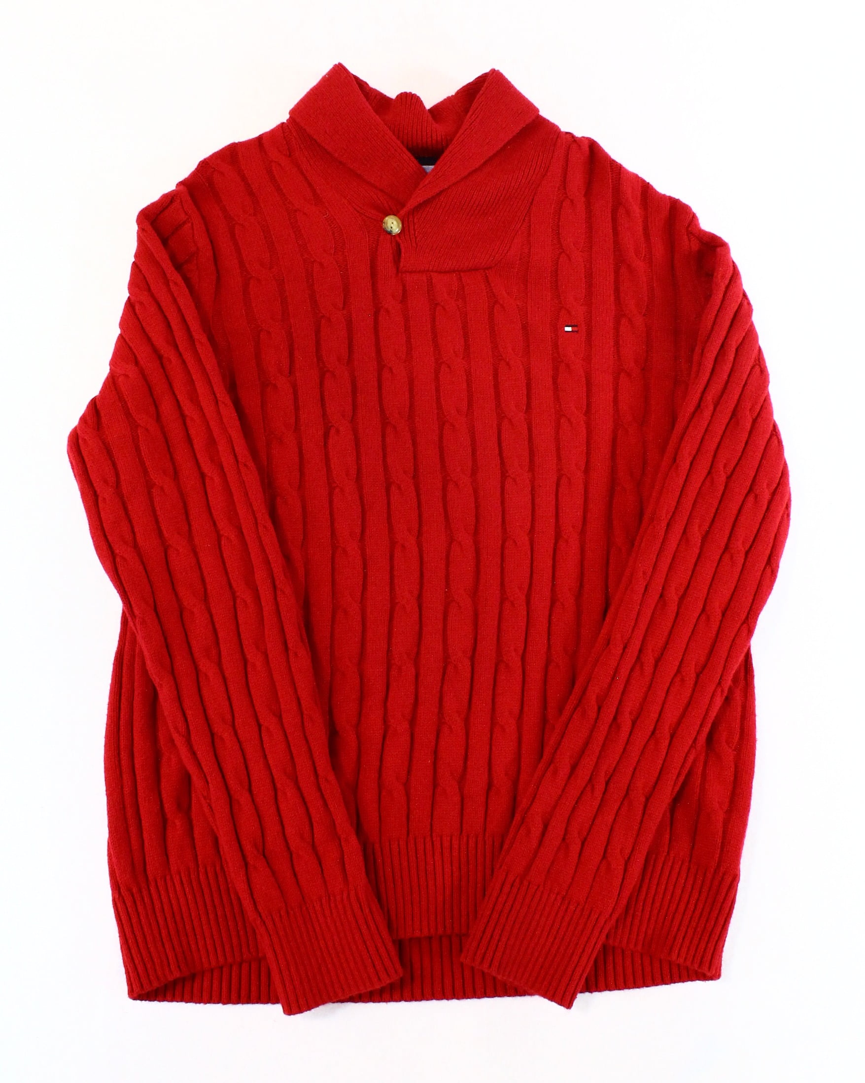 Tommy Hilfiger - Tommy Hilfiger NEW Red Cable Knit Mens Size 2XL Toggle Shawl Collar Sweater $89 