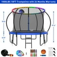 thumbnail image 4 of Kumix Trampoline 8 10 12 14 15 16FT, 1000LBS Upgraded Trampoline for 3-4 Kids with Light, Sprinkler, Socks, Recreational Trampoline with Basketball Hoop, Wind Stakes, Outdoor No Gap Dsign Trampoline, 4 of 8