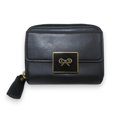 thumbnail image 1 of Pre-Owned ANYA HINDMARCH Leather Half Wallet, Bi-fold Compact Black x Gold Hardware,..., 1 of 14