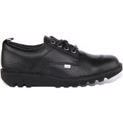 Kickers Kick Lo Tumble Unisex Premium Leather Lace Up Shoes In Black Size 10M