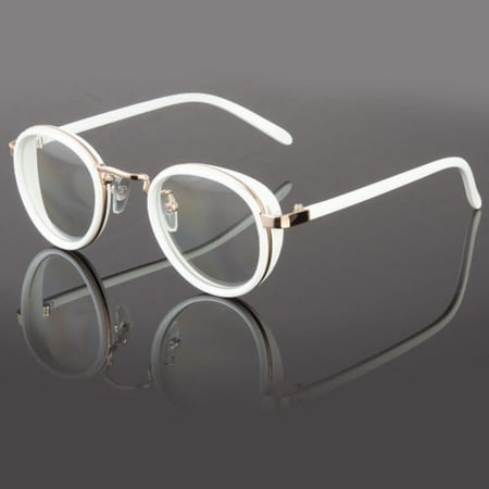 Mens Womens Clear Lens Round Steampunk Retro Fashion Eye Glasses Hipster Frame