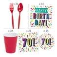 thumbnail image 2 of Fun Express 70th Birthday Burst Party Tableware Kit for 24 Guests, 2 of 3