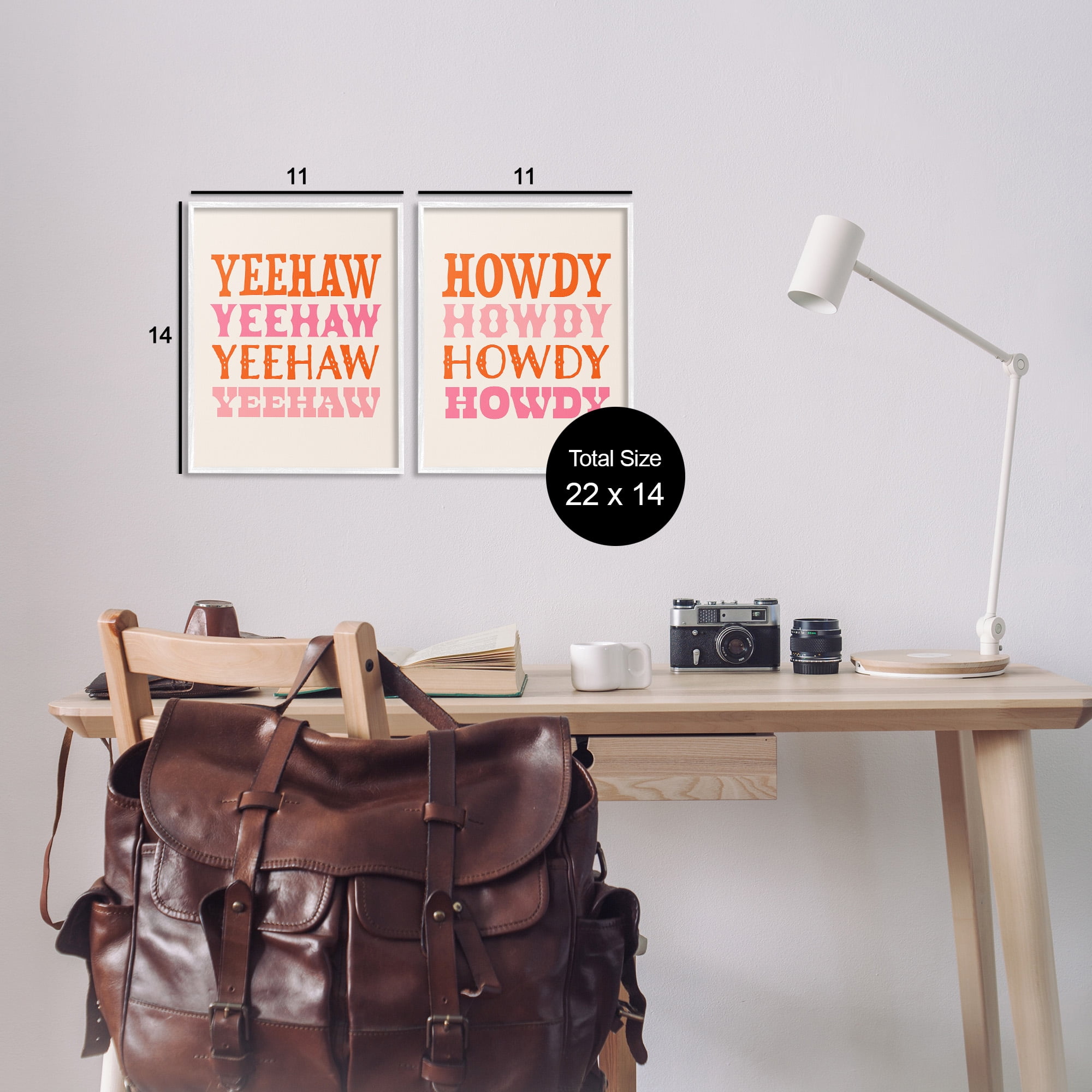 Stupell Industries Yeehaw & Howdy Typography Typography Painting White Framed Art Print Wall Art, 11 x 14, Set of 2