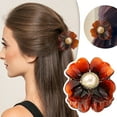 thumbnail image 1 of Elegant Flower Design Jaw Clips with Tortoiseshell Pattern for Secure Hair Styling and Gentle Care, 1 of 6