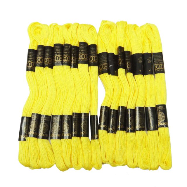 25 Pcs Yellow Cotton Thread Needlepoint Floss Skein Sewing Embroidery Stitch Cross