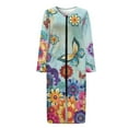 thumbnail image 4 of FKELYI Bohemian Floral Butterfly Print Women Zip Up Robe Nightgowns Comfy House Coats Sleepwear House Dress Long Sleeve Bathrobe with 2 Pockets for Ladies, L, 4 of 6