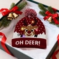 thumbnail image 2 of LED Christmas Knit Hat – Winter Hat with Flashing Lights, Hairball Pom, and Ear Protection, Warm Acrylic Beanie for Holiday Party & Gifts, 2 of 5