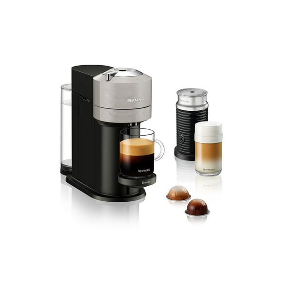 Nespresso Vertuo Next Coffee and Espresso Machine by Breville with Aeroccino Milk Frother, Light Grey, 7 cup sizes