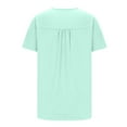 thumbnail image 6 of ATOYSOY Women's Loose Tops Tunic Keyhole Neck Retro for Teens Girls Solid Color Summer Pullover Fashion Shirts Casual Relaxed Short Sleeve Blue XXL, 6 of 8