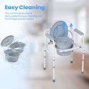 Naipo 3-in-1 Medical Bedside Commode for Seniors, Portable Toilet Raised Seat, Commode Potty Chair with 7.5 QT Bucket, Steel Frame 300 lbs Capacity