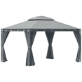 thumbnail image 1 of Outsunny Pavillon de Jardin 10 X 13 Pi à Deux Niveaux avec Rideau Gris, 1 of 10