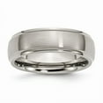 thumbnail image 1 of Solid Titanium Ridged Edge 7mm Matte Brushed Finish and Plain Classic Wedding Band Ring Comfort-Fit Size 6, 1 of 7