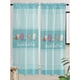 thumbnail image 5 of Teal Summer Coastal Living Room Curtains 2 Panel, Modern Ocean Waves Starfish Shell Cafe Window Treatment, Extra Long Farmhouse Bedroom Bathroom Kitchen Curtains Drapes 104"x72", 5 of 6