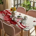 thumbnail image 3 of Red Pink Valentine's Day Table Cloths for 5 Foot Rectangle Tables, Love Heart Eucalyptus Leaves Rustic Patio Waterproof Elastic Fitted Tablecloths, Washable Rectangular Table Cover for Camping, 3 of 8
