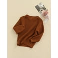 thumbnail image 4 of Wassery Kids Girls Boys Fall Sweater Toddler Baby Long Sleeve Round Neck Knit Pullover Solid Color Loose Fit Warm Knitwear Tops 12M-5T, 4 of 8