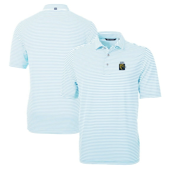 Men's Cutter & Buck Light Blue FIU Panthers Big & Tall Team Logo Virtue Eco Pique Stripe Recycled Polo