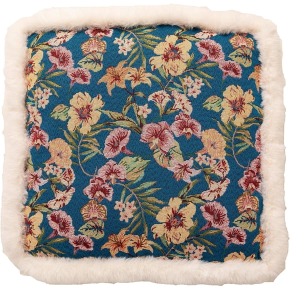 Nvzi Cojines de silla cuadrados con estampado floral, suaves y gruesos, con ribete de piel sintética (azul, 18 x 18 pulgadas)