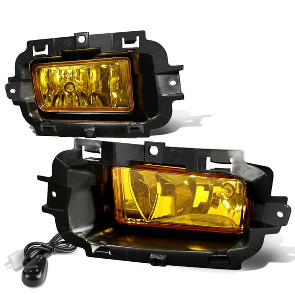 DNA Motoring For 14-15 Chevy Silverado 1500 Yellow Lens Bumper Fog Light Lamps w/Wiring Harness Switch