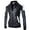 Black, variant on Men Casual Color Matching Leather Stand-Up Collar Zipper Jacket Coats White 4(M)