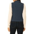 thumbnail image 3 of Chaleco sin mangas de mezclilla lavado con botones para mujer INSPIRE CHIC, con bolsillos, textura azul, talla S, 3 of 6