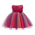 thumbnail image 1 of OUSITAID Robe Formelle pour Filles, Col à Sequins Fleuris, Sans Manches, Robe de Princesse Bleue 9-10 Ans, 1 of 6