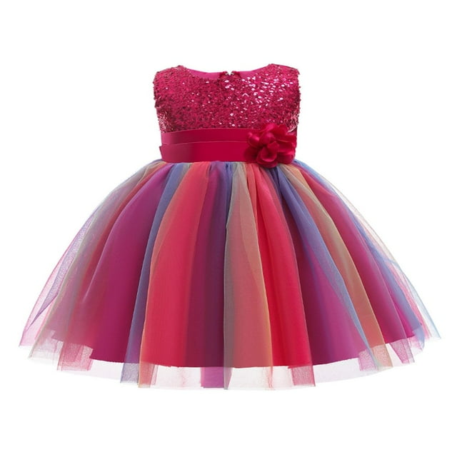 OUSITAID Robe Formelle pour Filles, Col à Sequins Fleuris, Sans Manches, Robe de Princesse Bleue 9-10 Ans