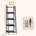 Black Leaning Ladder Bookshelf With Metal Frame And Wooden Shelves, 5 ...
