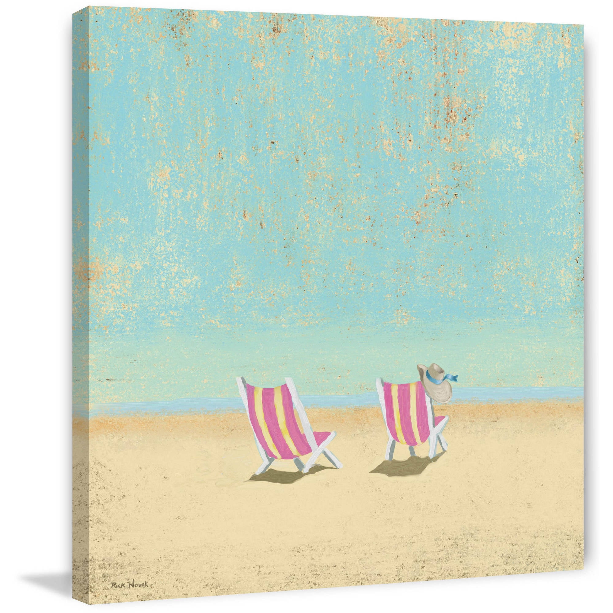 Marmont Hill "Pink Chairs" by Rick Novak Painting Print on Wrapped Canvas