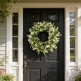 thumbnail image 5 of Bxaolu 15.7Inch Summer Spring Ivory Flowers Wreath for Front Door, Everyday Green Leaves Wreath with White Artificial Daisy Flower for Indoor and Outdoor, Rustic and Farmhouse Greenery Flower, 5 of 7