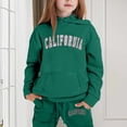 thumbnail image 2 of FAOWME Child Toddler Boys Girls Long Sleeve Solid Color Warm Hoodie Pullover Tops Pants Kids Outfits Sweat Suits Tracksuits Dark Green 1-2 Years, 2 of 4