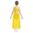 thumbnail image 2 of Yanarno Robe de Danse Ballet Lyrique à une Épaule avec Strass Scintillant pour Filles, Jaune 12, 2 of 6
