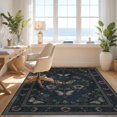 thumbnail image 3 of Design&I 8'x10' Washable Area Rug Snag-Free Gothic Wildlife Motif Scroll Border Botanical Frame Vintage Moth Refined for Dining Room, Large Office, Lounge, 3 of 7