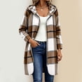 thumbnail image 4 of WIZUTIZ Women's Plaid Long Sleeve Zip Up Hooded Jacket Loose Fit Long Length Casual Coat Fall Winter Trendy Layering Outerwear with Pockets, 4 of 8