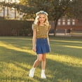 thumbnail image 6 of hengsof Girls' Sweet Ruffled Short Sleeve Shirts Kids Fashionable Printing Crew Neck Tops Comfortable Casual Summer T-Shirts, 6 of 7
