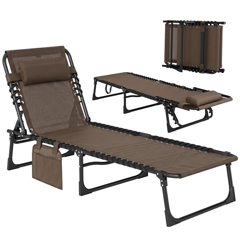 Outsunny Reclining Chaise Lounge with Adjustable Backrest, Brown photo 3